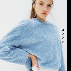 Zara blue and gray faux fur sweatshirt